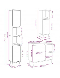 Set Mobili da Bagno 3 pz Grigio Cemento in Legno Multistrato