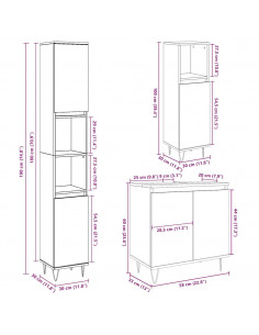 Set Mobili da Bagno 3 pz Grigio Cemento in Legno Multistrato 2
