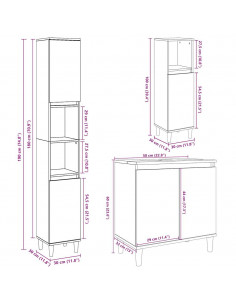 Set Mobili da Bagno 3 pz Grigio Cemento in Legno Multistrato 2
