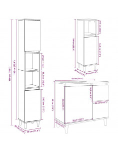 Set Mobili da Bagno 3 pz Grigio Cemento in Legno Multistrato