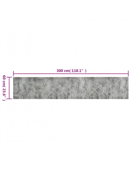 Tappeto da Cucina Lavabile Beton 60x300 cm Velluto