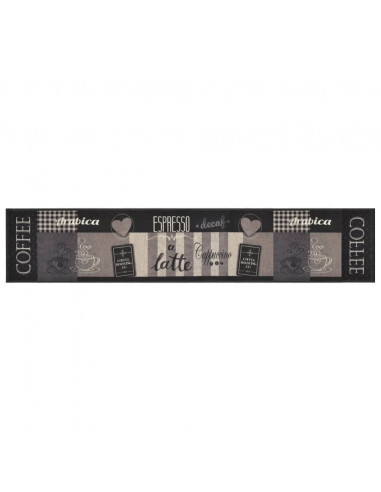 Tappeto da Cucina Lavabile Nero Caffè 60x300 cm Velluto