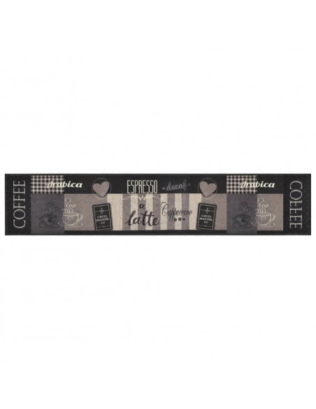 Tappeto da Cucina Lavabile Nero Caffè 60x300 cm Velluto