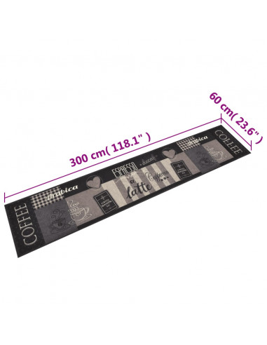 Tappeto da Cucina Lavabile Nero Caffè 60x300 cm Velluto