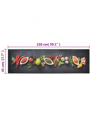 Tappeto da Cucina Lavabile Spezie 45x150 cm Velluto