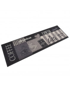 Tappeto da Cucina Lavabile Nero Caffè 60x180 cm Velluto