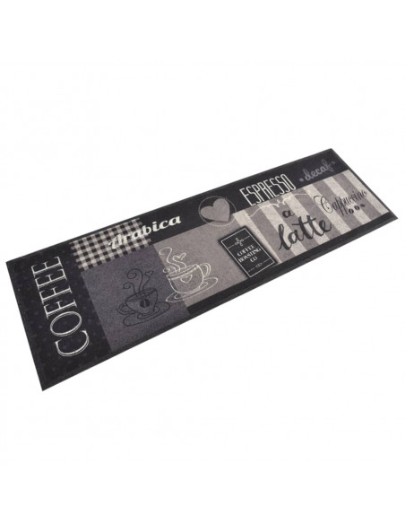 Tappeto da Cucina Lavabile Nero Caffè 60x180 cm Velluto
