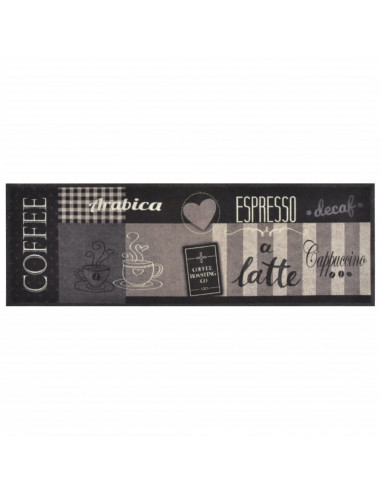 Tappeto da Cucina Lavabile Nero Caffè 60x180 cm Velluto