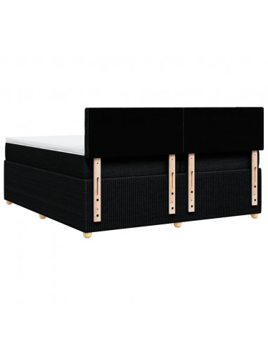 Giroletto a Molle con Materasso Nero 200x200 cm in Tessuto