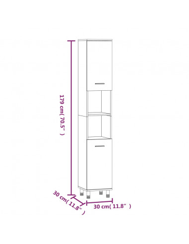 Set Mobili da Bagno 3 pz Grigio Sonoma in Legno Multistrato