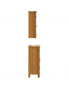 Set Mobili da Bagno 3 pz in Legno Massello di Pino