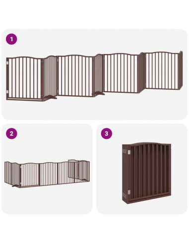 Cancello Cani Porta Pieghevole Marrone 8 Pannelli 640cm Pioppo