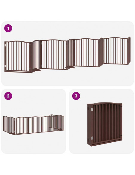 Cancello Cani Porta Pieghevole Marrone 8 Pannelli 640cm Pioppo