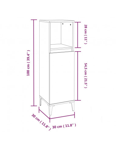 Set Mobili da Bagno 3 pz Rovere Fumo in Legno Multistrato