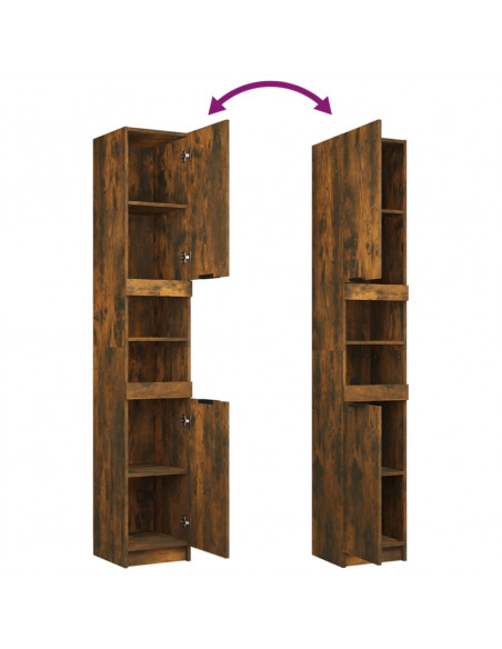 Set Mobili da Bagno 3 pz Rovere Fumo in Legno Multistrato
