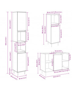 Set Mobili da Bagno 3 pz Rovere Sonoma in Legno Multistrato