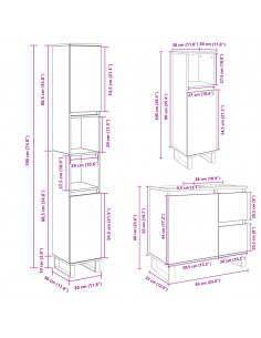 Set Mobili da Bagno 3 pz Rovere Sonoma in Legno Multistrato