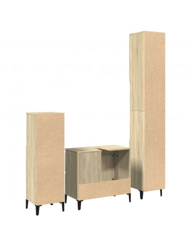 Set Mobili da Bagno 3 pz Rovere Sonoma in Legno Multistrato