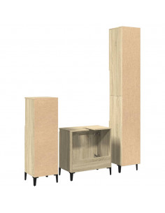 Set Mobili da Bagno 3 pz Rovere Sonoma in Legno Multistrato