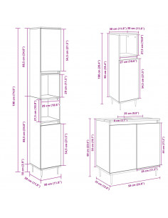 Set Mobili da Bagno 3 pz Rovere Sonoma in Legno Multistrato 2