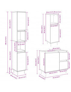 Set Mobili da Bagno 3 pz Rovere Sonoma in Legno Multistrato 2