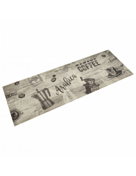 Tappeto da Cucina Lavabile Grigio Caffè 60x180 cm in Velluto