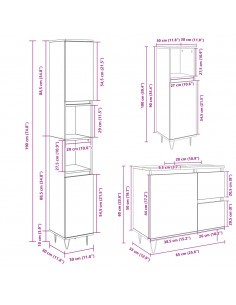Set Mobili da Bagno 3 pz Rovere Sonoma in Legno Multistrato 2
