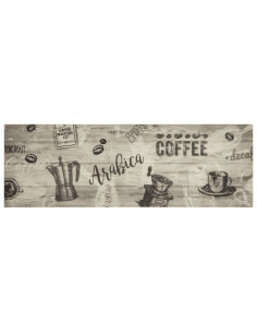 Tappeto da Cucina Lavabile Grigio Caffè 60x180 cm in Velluto 2