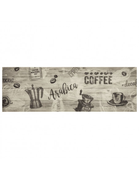 Tappeto da Cucina Lavabile Grigio Caffè 60x180 cm in Velluto