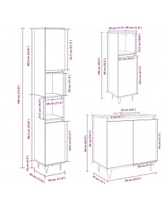 Set Mobili da Bagno 3 pz Rovere Sonoma in Legno Multistrato 2