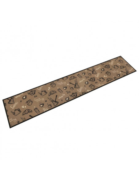 Tappeto da Cucina Lavabile Marrone Mattutino 60x300 cm Velluto