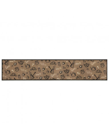 Tappeto da Cucina Lavabile Marrone Mattutino 60x300 cm Velluto