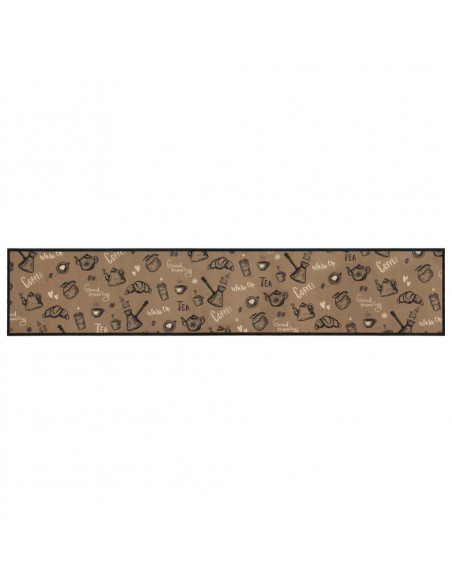 Tappeto da Cucina Lavabile Marrone Mattutino 60x300 cm Velluto