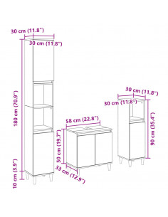 Set Mobili da Bagno 3 pz Rovere Sonoma in Legno Multistrato 2