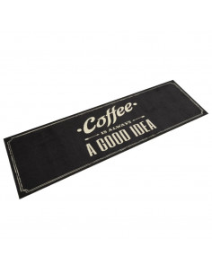 Tappeto da Cucina Lavabile Testo Caffè 45x150 cm in Velluto