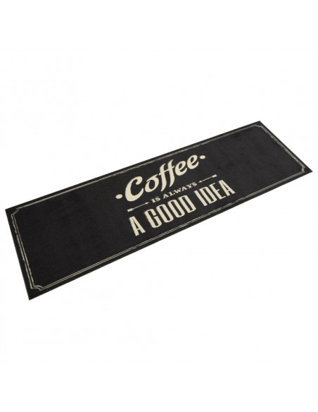 Tappeto da Cucina Lavabile Testo Caffè 45x150 cm in Velluto