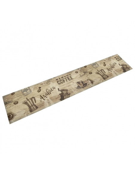 Tappeto da Cucina Lavabile Marrone Caffè 60x300 cm in Velluto
