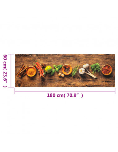 Tappeto da Cucina Lavabile Spezie 60x180 cm Velluto
