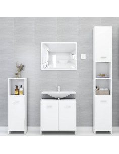 Set Mobili da Bagno 4 pz Bianco in Legno Multistrato 2