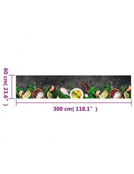 Tappeto da Cucina Lavabile Spezie 60x300 cm Velluto