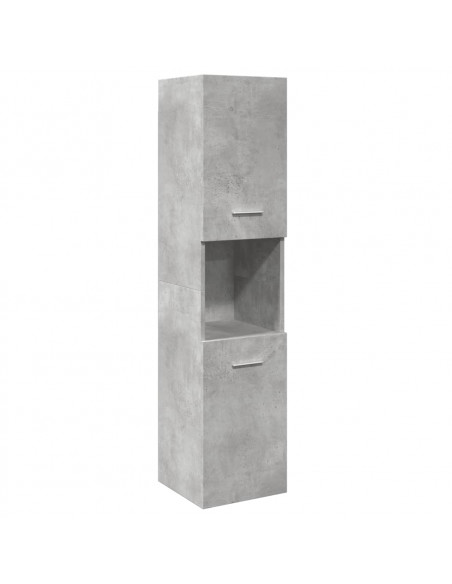 Set Mobili da Bagno 4 pz Grigio Cemento in Legno Multistrato
