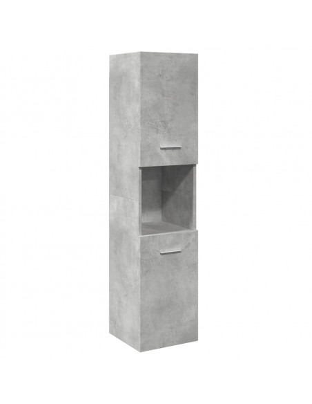 Set Mobili da Bagno 4 pz Grigio Cemento in Legno Multistrato