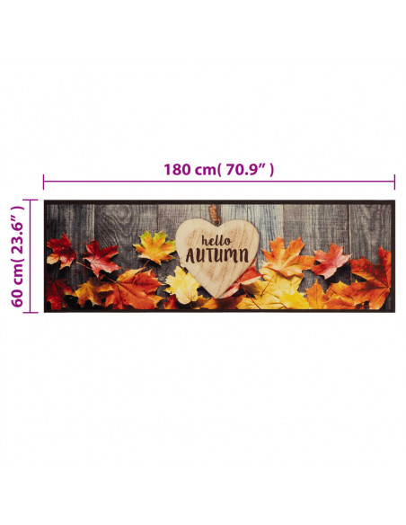 Tappeto da Cucina Lavabile Autunno 60x180 cm in Velluto