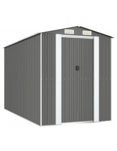 Capanno da Giardino Grigio Chiaro 192x357x223cm Acciaio Zincato 2
