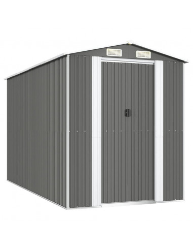 Capanno da Giardino Grigio Chiaro 192x357x223cm Acciaio Zincato