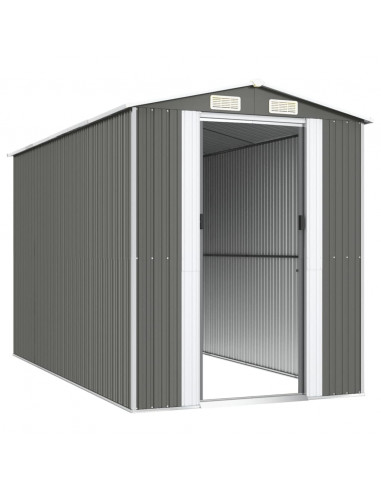 Capanno da Giardino Grigio Chiaro 192x357x223cm Acciaio Zincato