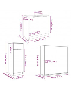 Set Mobili da Bagno 4 pz Grigio Sonoma in Legno Multistrato 2