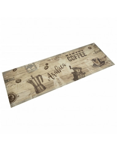 Tappeto da Cucina Lavabile Marrone Caffè 60x180 cm in Velluto