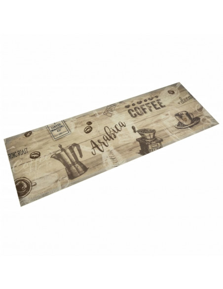 Tappeto da Cucina Lavabile Marrone Caffè 60x180 cm in Velluto