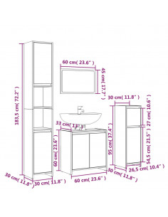 Set Mobili da Bagno 4 pz Grigio Sonoma in Legno Multistrato 2